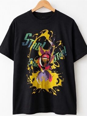 Hazbin Hotel Hot Topic Graphic T-Shirt XL Black Alastor “Stay Strong” 100% Cotto